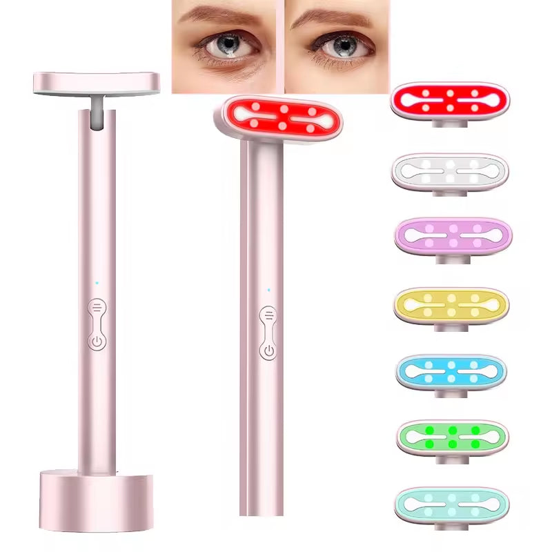 7 C Facial Eye Beauty Tools Red Light Therapy Face Massager EMS Microcurrent Instrument Facial Lifting and Anti-Aging Wrinkle